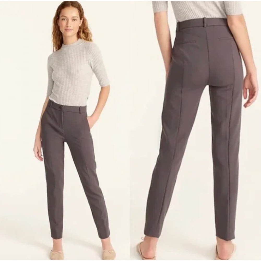 J. Crew Gray Straight Leg Pants High-Rise Tailored
